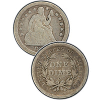 1861-S Seated Liberty Dime , Type 4 "Obverse Legend"