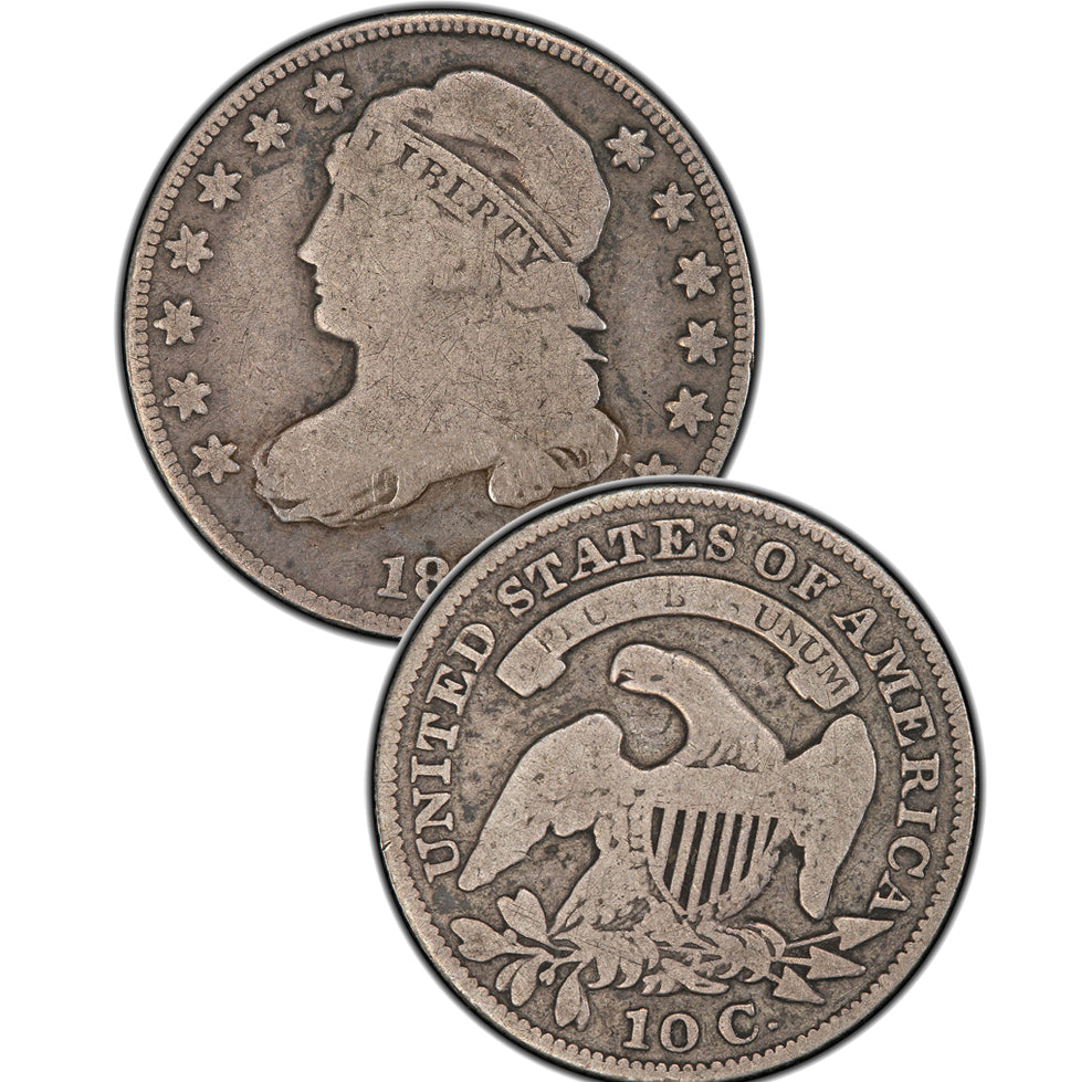 1820 Capped Bust Dime , "Wide Border Open Collar" Type ,