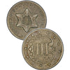 1860 Three Cent Silver Piece , Type 3 "2 Outlines of Star"
