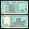 2018 India 50 Rupees “Gandhi / Temple” World Currency, Uncirculated