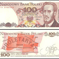 1988 Poland 100 Zlotych “Ludwik Waryński/PROLETARIAT” World Currency, Uncirculated
